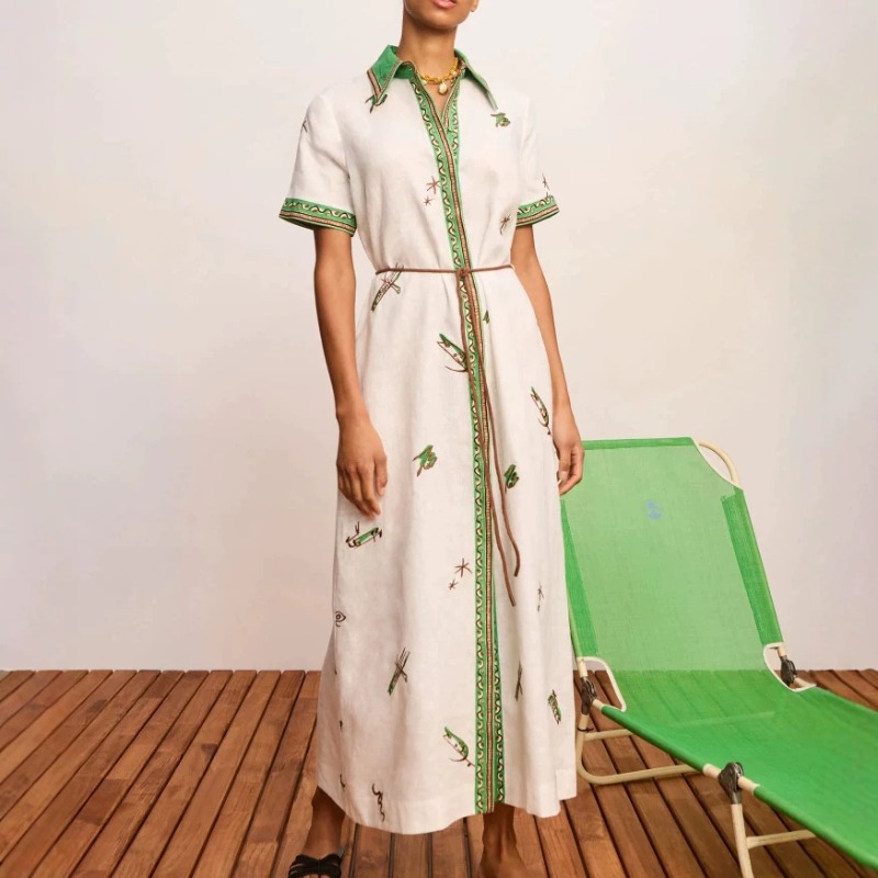 Casual Loose Linen Shirt Dress - Nuovo Abito Camicia Lungo da Donna