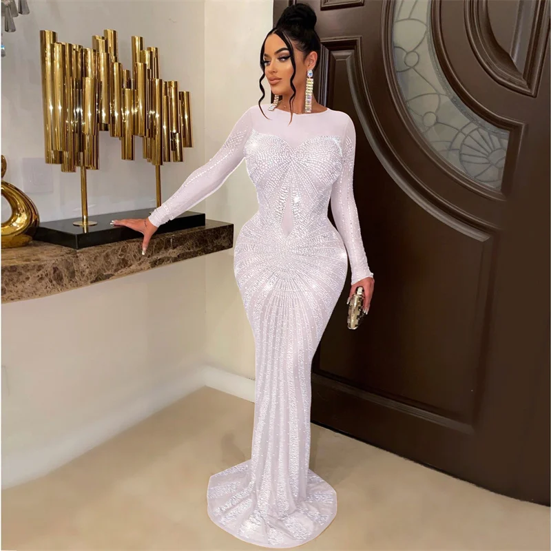 Abiti da sera sexy a sirena co - Sparkly Rhinestone Club Party Dress recensione e prezzo