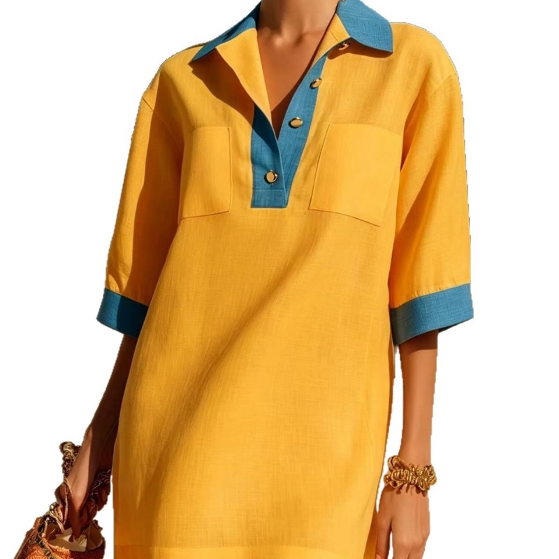 Abito Estivo Elegante da Donna - Casual Loose Linen Shirt Dress recensione e prezzo