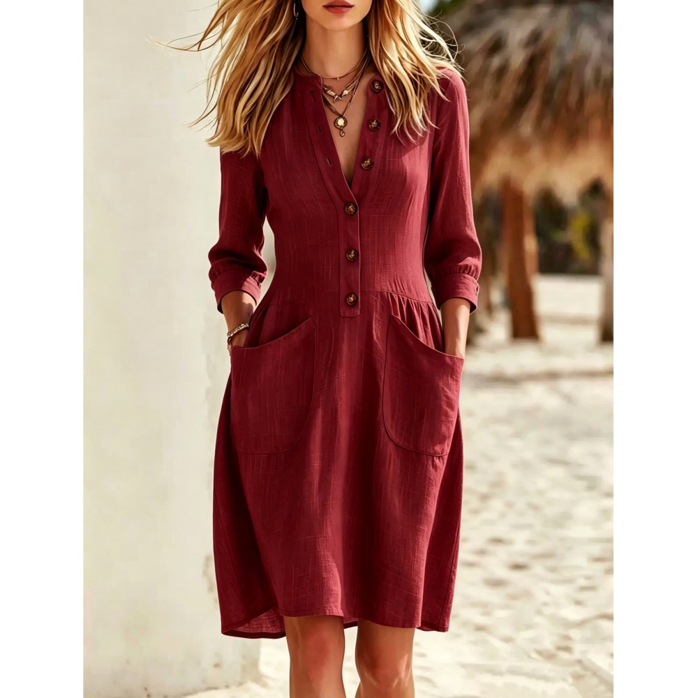 Abito Camicia da Donna in Lino - Casual Loose Linen Shirt Dress recensione e prezzo