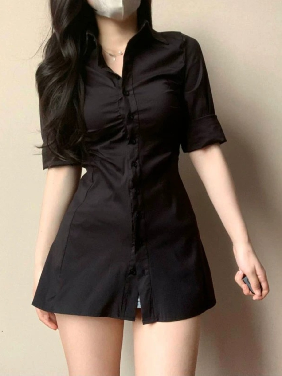 Abito camicia sexy con gonna a - Korean Style A Line Shirt Dress recensione e prezzo