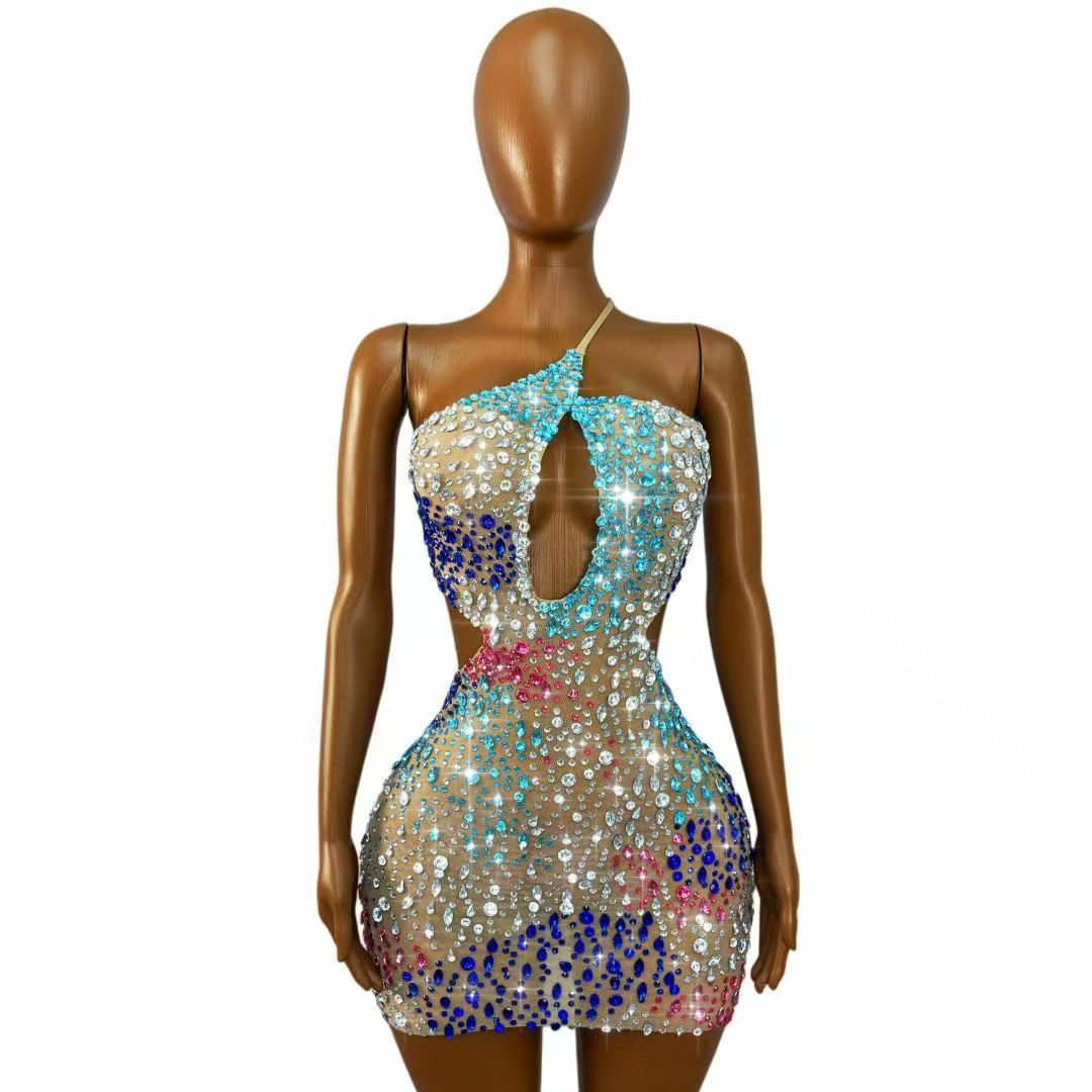 Abito Mini Bodycon da Donna co - Sparkly Rhinestone Club Party Dress recensione e prezzo