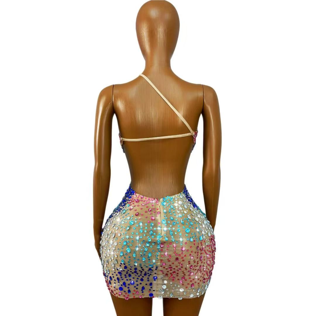 Abito Mini Bodycon da Donna co - Sparkly Rhinestone Club Party Dress recensione e prezzo